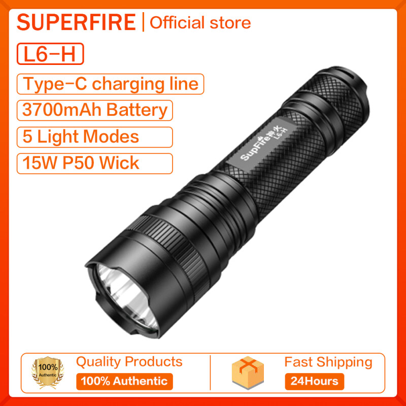 Supfire L6 Đèn Pin Độ Sáng Cao Không Thấm Nước Xách Tay Đèn Pin LED