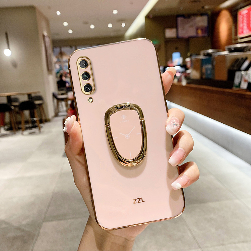 YBD Soft Phone Case For Huawei Y9S Plating Casing y9s Precise camera protection with Free Clock Ring