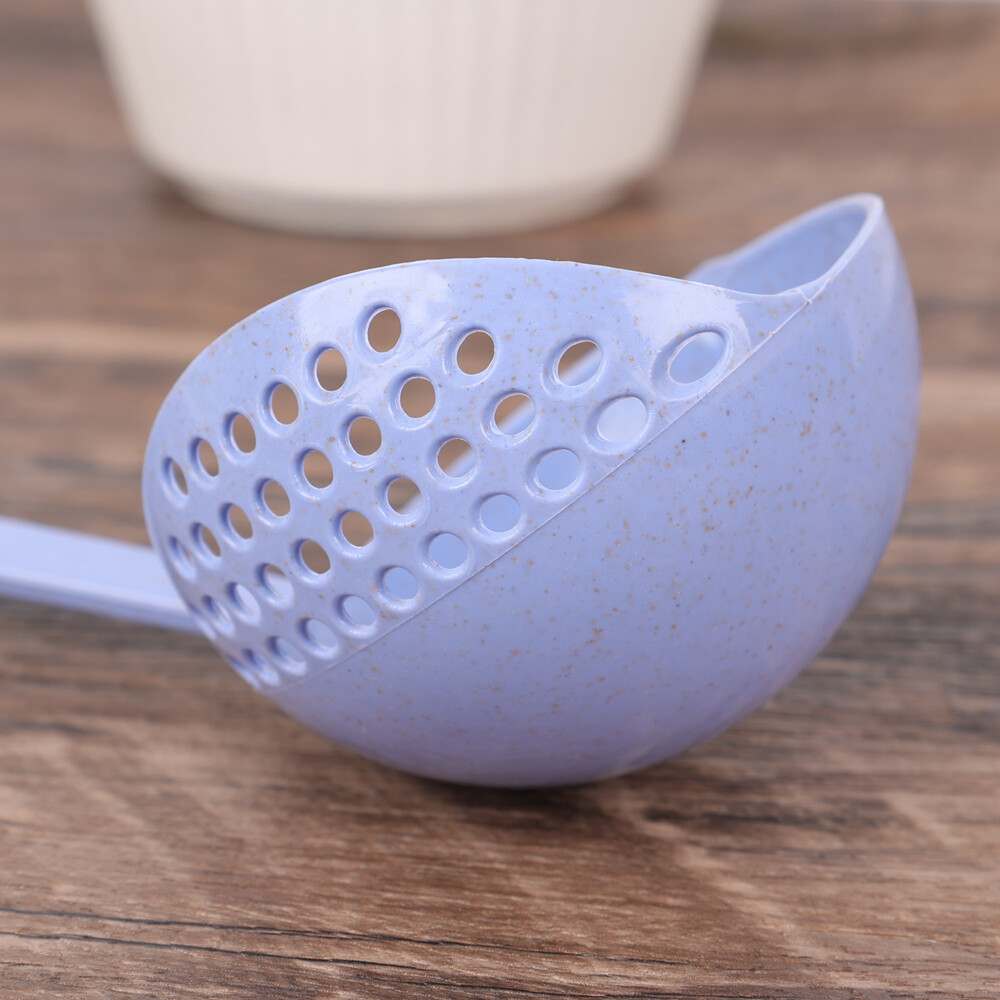 2 trong 1 rơm lúa mì Muông ăn sup tay cầm dài giá lọc nhà bếp colander đa chức năng nấu bếp công cụ lẩu muỗng muỗng