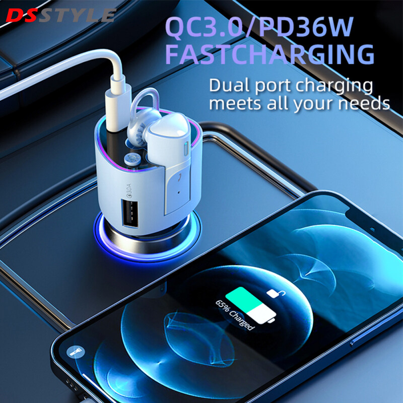 DSstyles Bộ Sạc Xe Hơi 2 Trong 1 Sạc Nhanh Tai Nghe Khử Tiếng Ồn Rảnh Tay