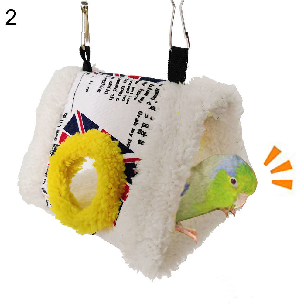 Parrot Triangle Warm Hanging Bed Cage Cave Hut Tent Hammock Plush Bird Nest Pet 