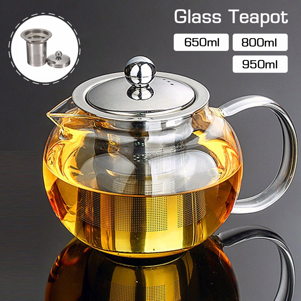 Office Heat Resistant Glass Teapot Set 