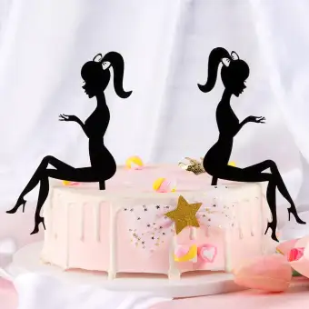 2pc High Heels Lady Girl Acrylic Cake Toppers Wedding Decorations