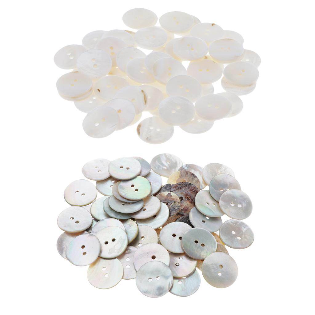Baoblaze 50 Pieces Shell Button 2 Holes Sewing Button for Clothing Sweater