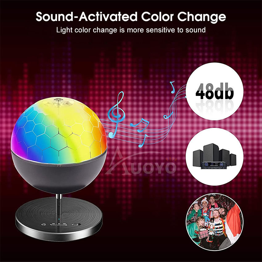 Auoyo Đèn LED 7 màu vũ trường cảm ứng nhạc, Loa Mini Bluetooth Led Nháy Theo Nhạc, bóng đèn LED...
