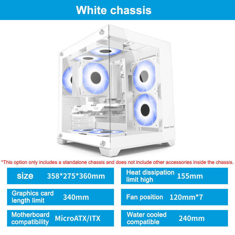 Power Train Seaview Glaze MATX Case Panoramic Side Transparency Without