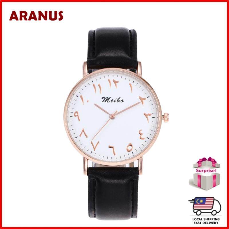 ARANUS Arabic Numbers Men Women Fashion Casual Leather Strap Band Analog Quartz Wrist Watch Jam Tangan Wanita Malaysia