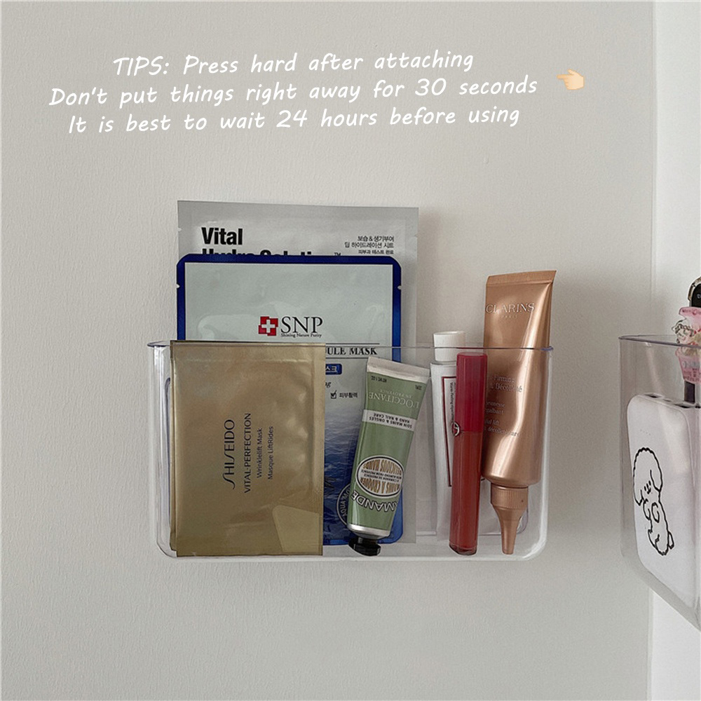 YESPERY Transparent PS Wall-mounted Storage Box Living Room Wall Seamless Debris Sorting Box Multifunctional Bedside Storage Box