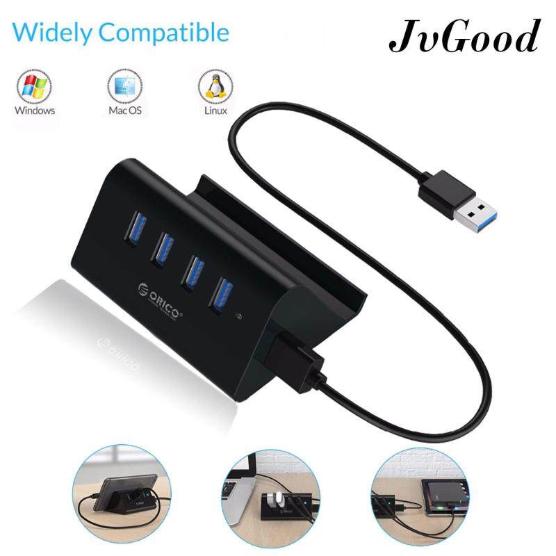 JvGood USB Hub 3.0 External 4 Ports USB Splitter with Phone and Tablet Holder Micro USB Power Port for iMac Computer Laptop Accessories 5Gbps Super Speed Transmission