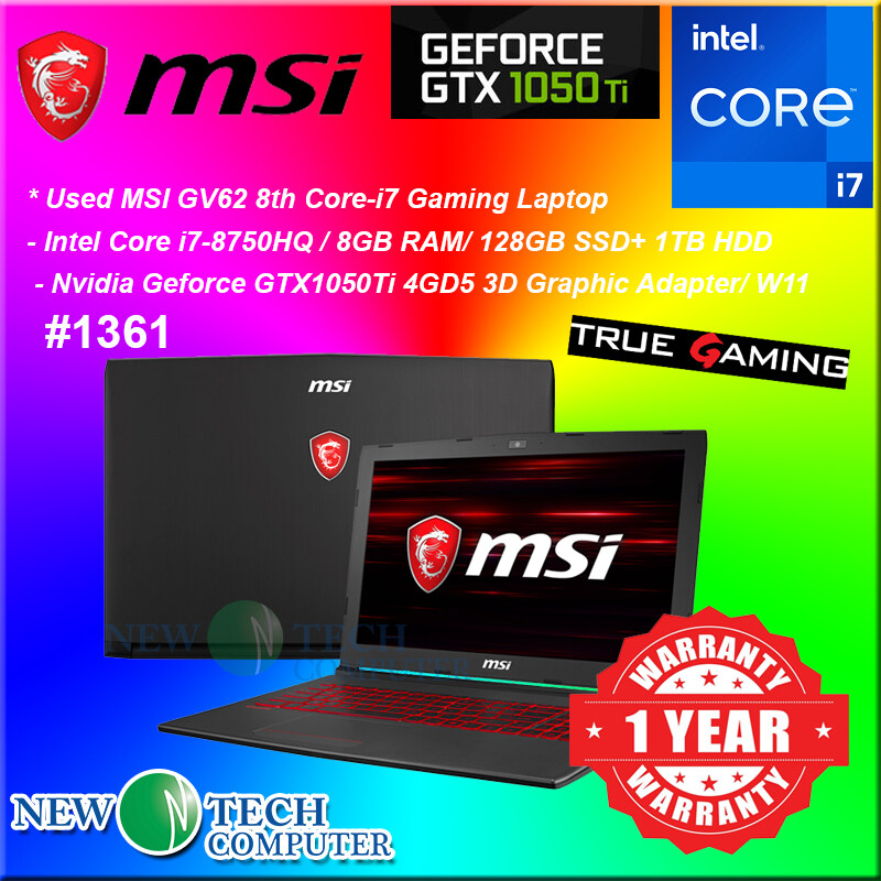 USED SECOND HAND BUDGET MSI GV62 8TH I7 8GB 128GB SSD 1TB HDD