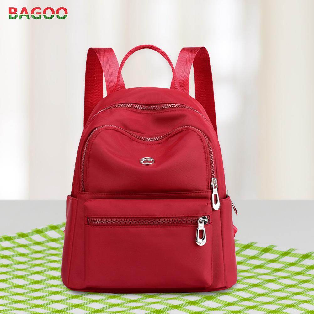 BAGOO Simple Fashion Solid Color Waterproof Nylon Backpack for Women Daily Travel Shoulder Bagpack Students Girls School backpack