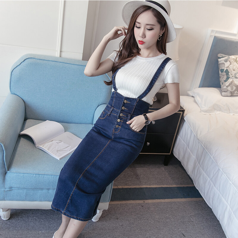 long denim skirt with split