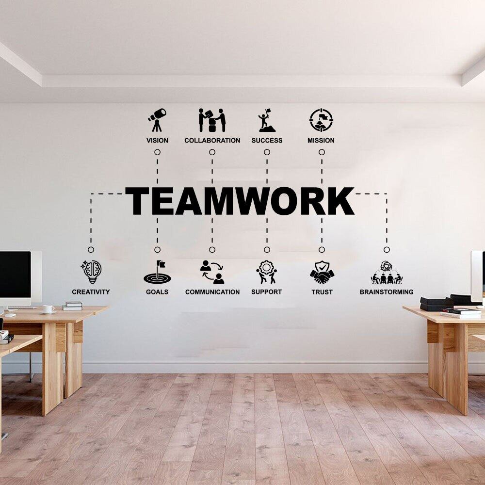 Large Teamwork Values Office Team Spirit Wall Decal Office Motivational ...