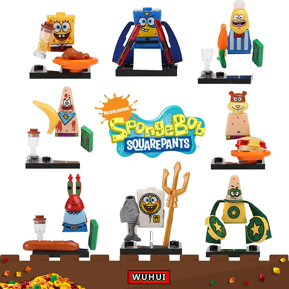 WUHUI 8PCS SpongeBob SquarePants Minifigures Toy Building KitBuilding ...