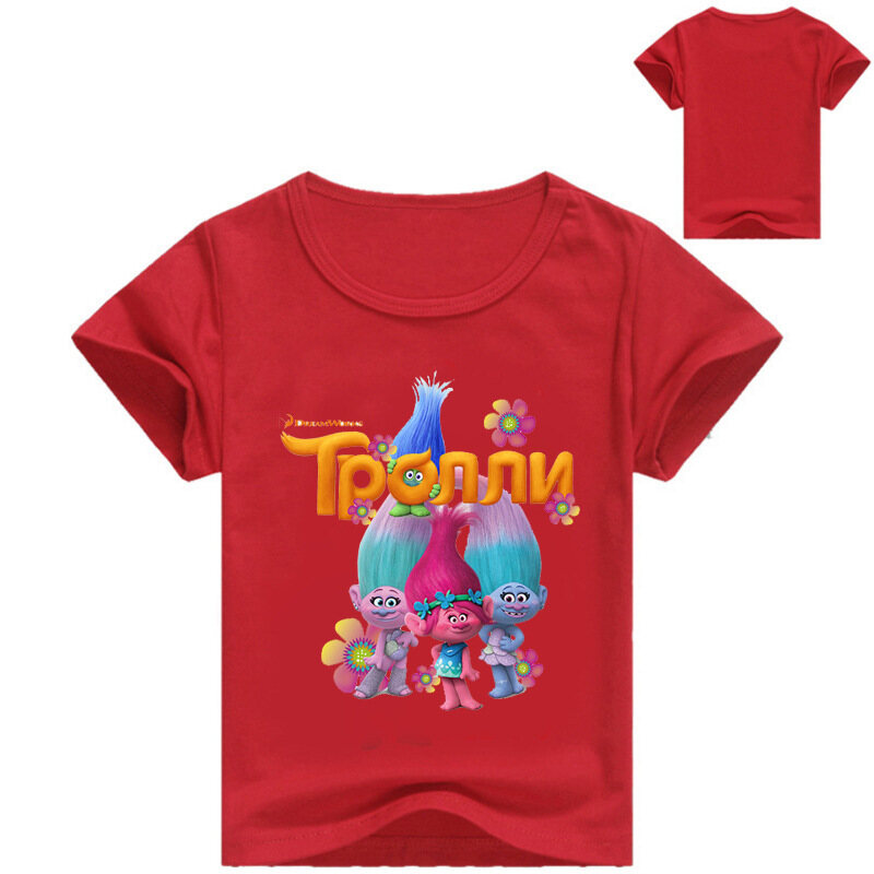 Trolls Boys Girls Short Sleeve T-shirt trolls Short-Sleeved Tops Kids clothing Casual Loose Cotton Sport Top
