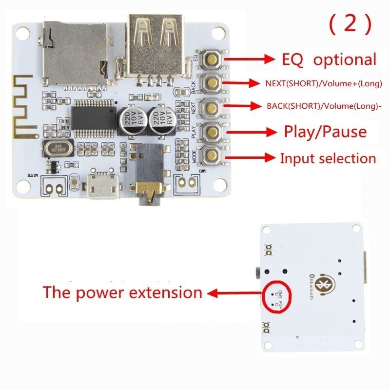 Bảng mạch thu âm thanh bluetooth 5V 2.1 giải mã nhạc stereo không dây có khe cắm thẻ USB TF A7-004-INTL