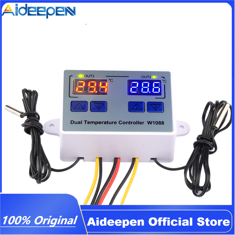 W1088 Dual LED Digital Temperature Sensor Meter Controller Electric