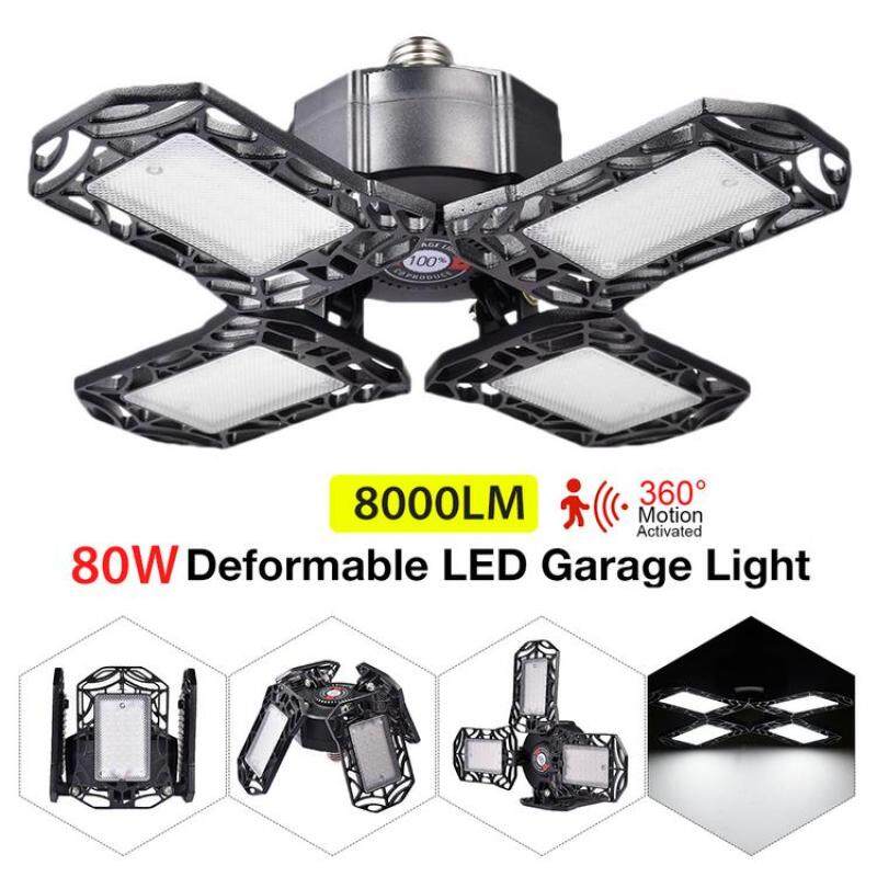 Đèn Led nhà để xe có thể thay đổi, đèn trần cảm ứng ra đa có thể gập lại, cho xưởng kho 85-265V màu trắng lạnh