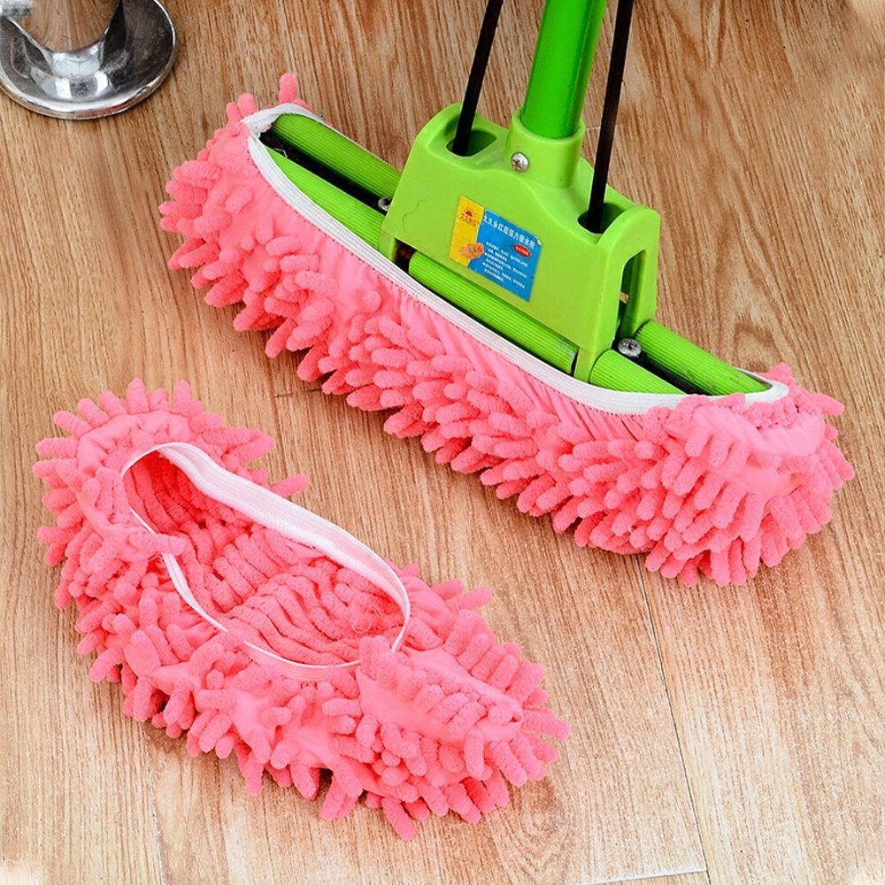 A Pair Chenille Reusable Shoe Covers, Cleaning Microfiber Lazy Floor Slippers, Multifunctional Floor Dust Removal Shoe Covers, Replaceable Cleaning Dust Removal Mop