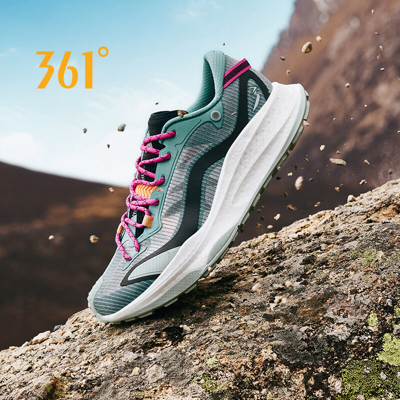 361 Degrees Rosy Clound Men's Trail Running Shoes Breathable Shock