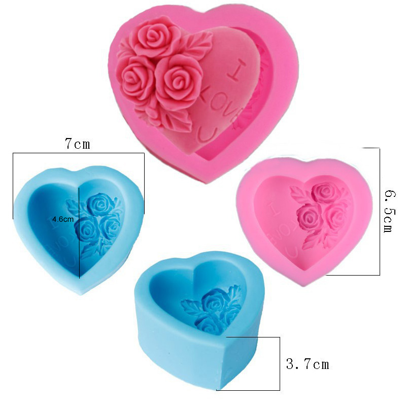 SHOOTHE Fondant Cake Mold Chocolate Pudding Mould Kitchen Gadgets Random Color Silicone Baking Accessories Food Grade I Love You Rose Heart Pattern 1Pcs