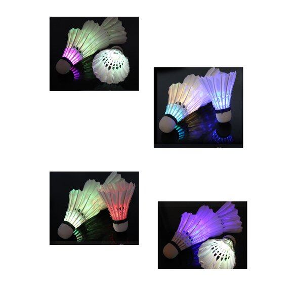 (Ready) Dark Night 4 Pcs Colorful LED Badminton Feather Shuttlecock Shuttlecocks Ne