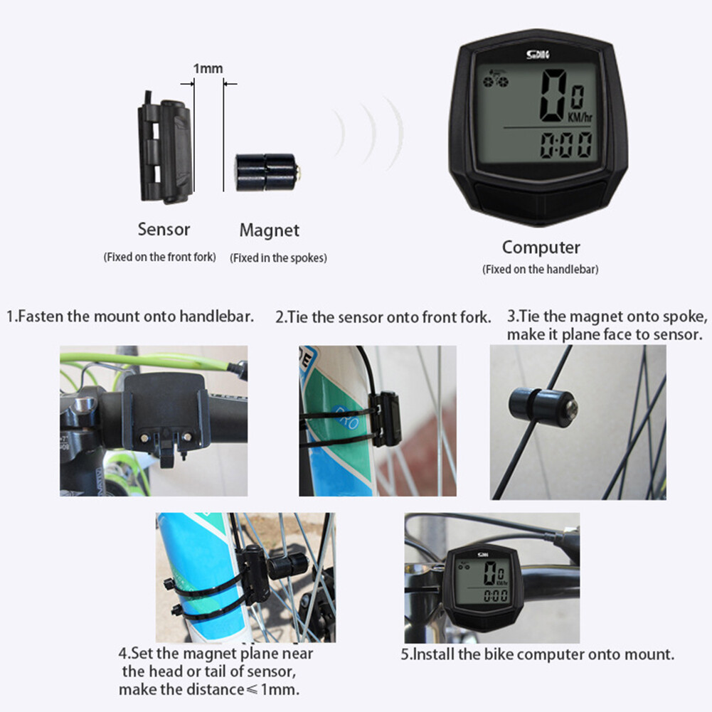 Honrane Sunding Waterproof Bicycle Odometer LCD Digital Display Ride Wired Speedometer
