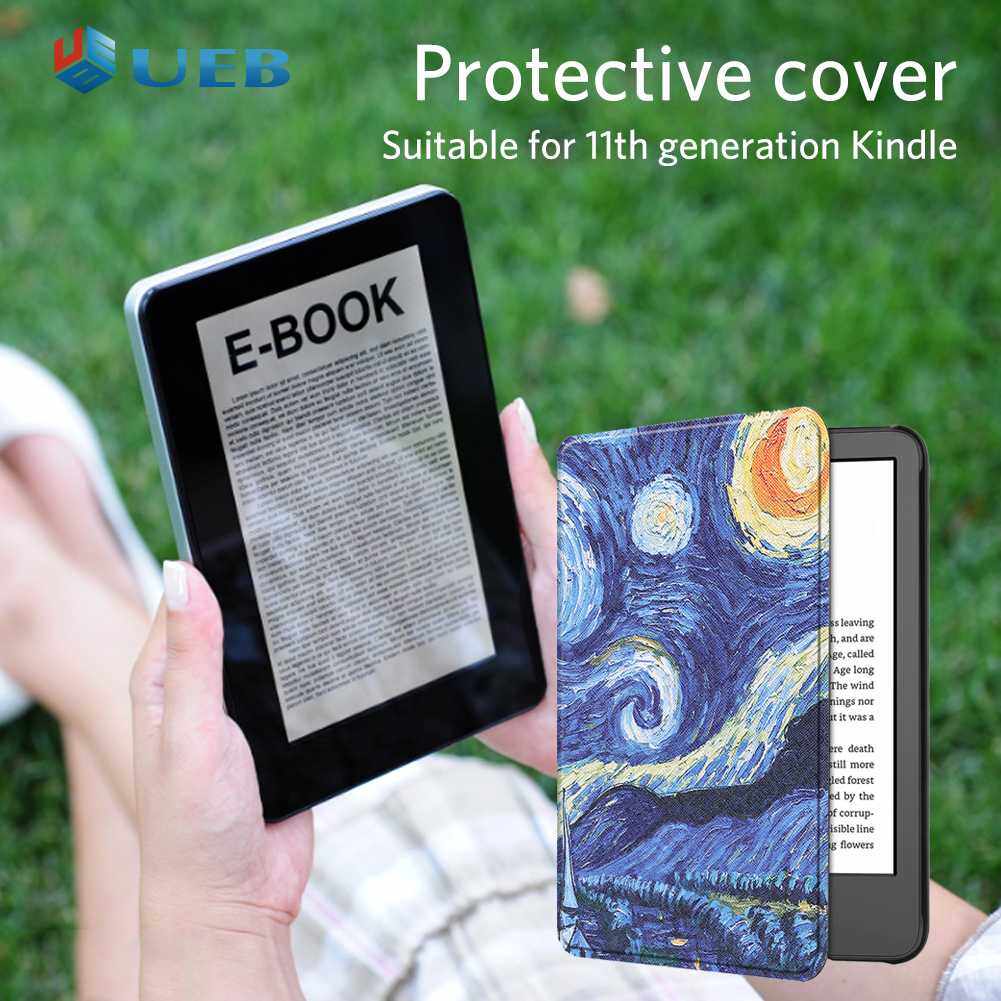 Waterproof E-book Reader Shell PU Leather Hard PC Painted E-book Reader Cover Shell Auto Sleep Replacement for Amazon All-new Kindle 2022