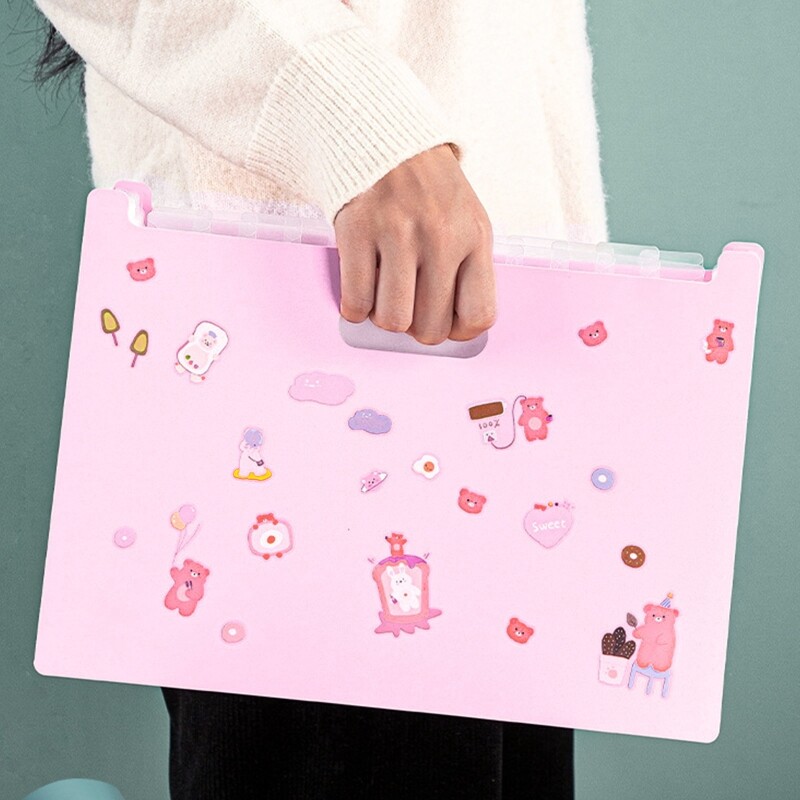 A4 Accordion Folder Clear Index Labels Expanding Document Folder File Organizer Desk Management for Office File Cabinet