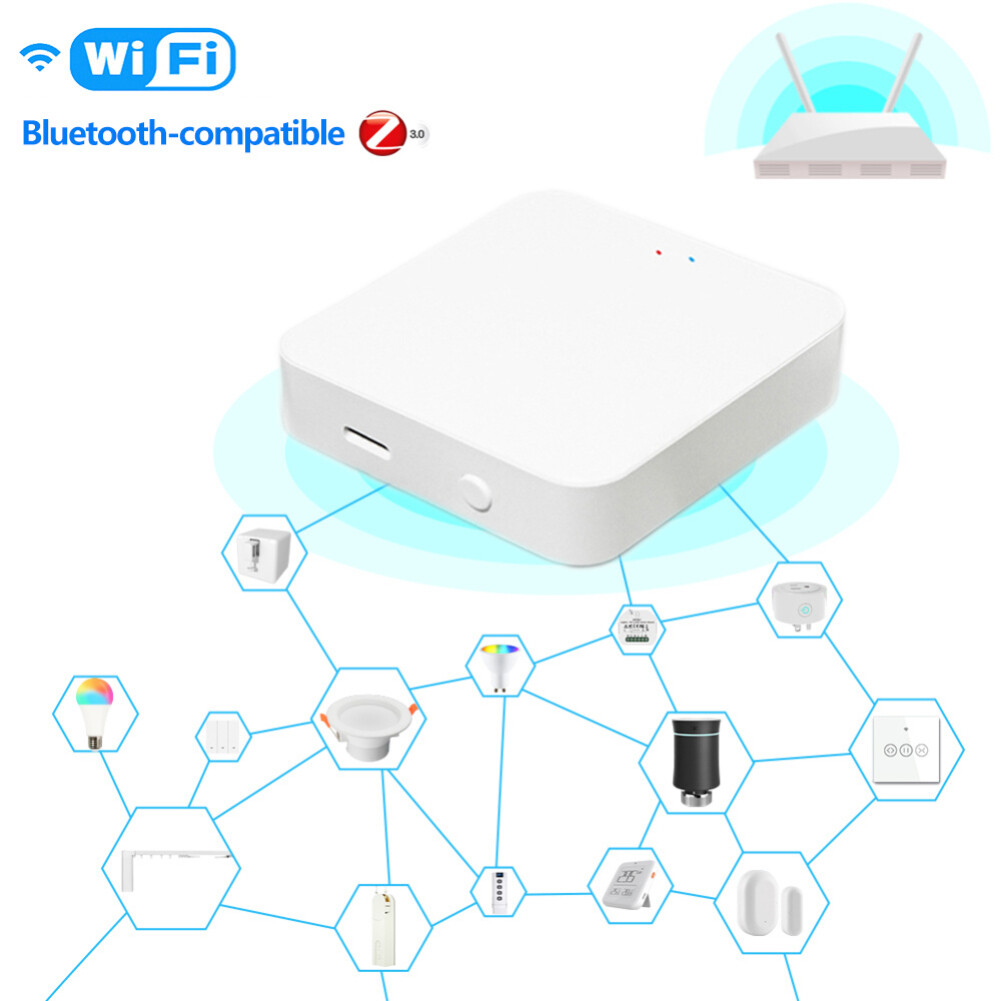 E Life Smart Store Tuya ZigBee 3.0 Smart Gateway Hub Multi-Mode Smart Home Bridge WIFI Bluetooth APP Wireless Remote Control Ensuring Stable Control Of 128 Devices Works For Alexa Google Home