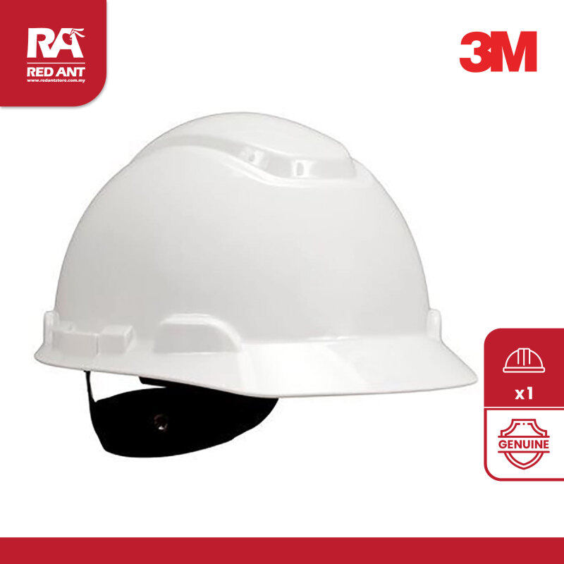 (1SET) 3M SAFETY HELMET SERIES H-701R WHITE / 4-POINT RATCHET SUSPENSION / INCLUDING CHIN STRAP