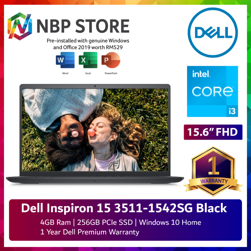 Dell Inspiron 15 3511 1542SG-W10 15.6 FHD Carbon Black ( i3-1115G4, 4GB, 256GB SSD, Intel, W10, HS ) Malaysia
