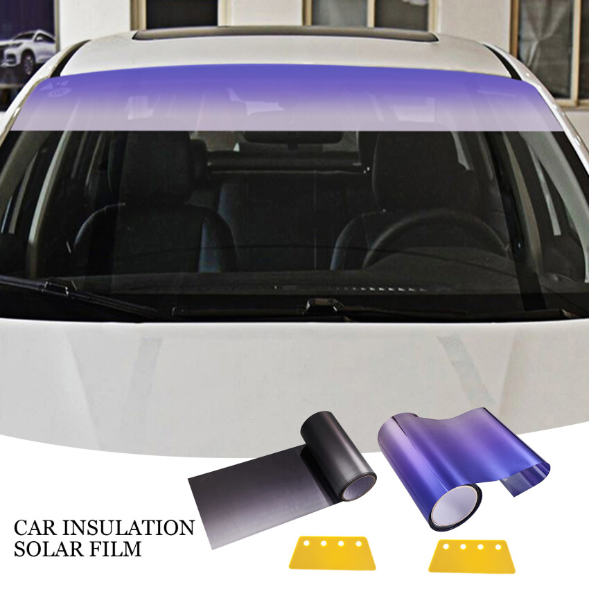 Car Front Windshield Sun Visor Protection Shade Sticker Window Sun Visor Strip Heat Insulation Tint Film 150x20cm