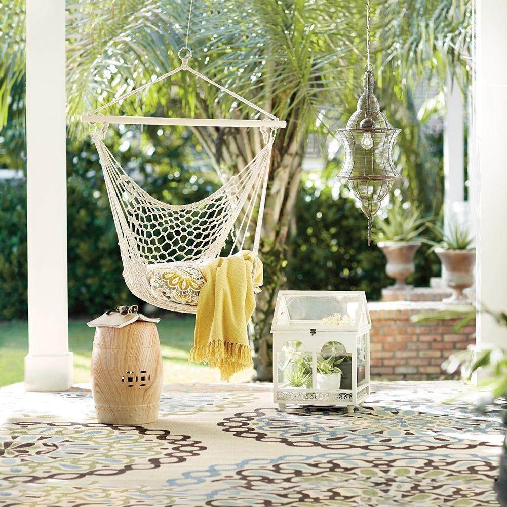 Portable Hammock Chair Wall Hang Swing Rope Outdoor Indoor Garden Kids Seat