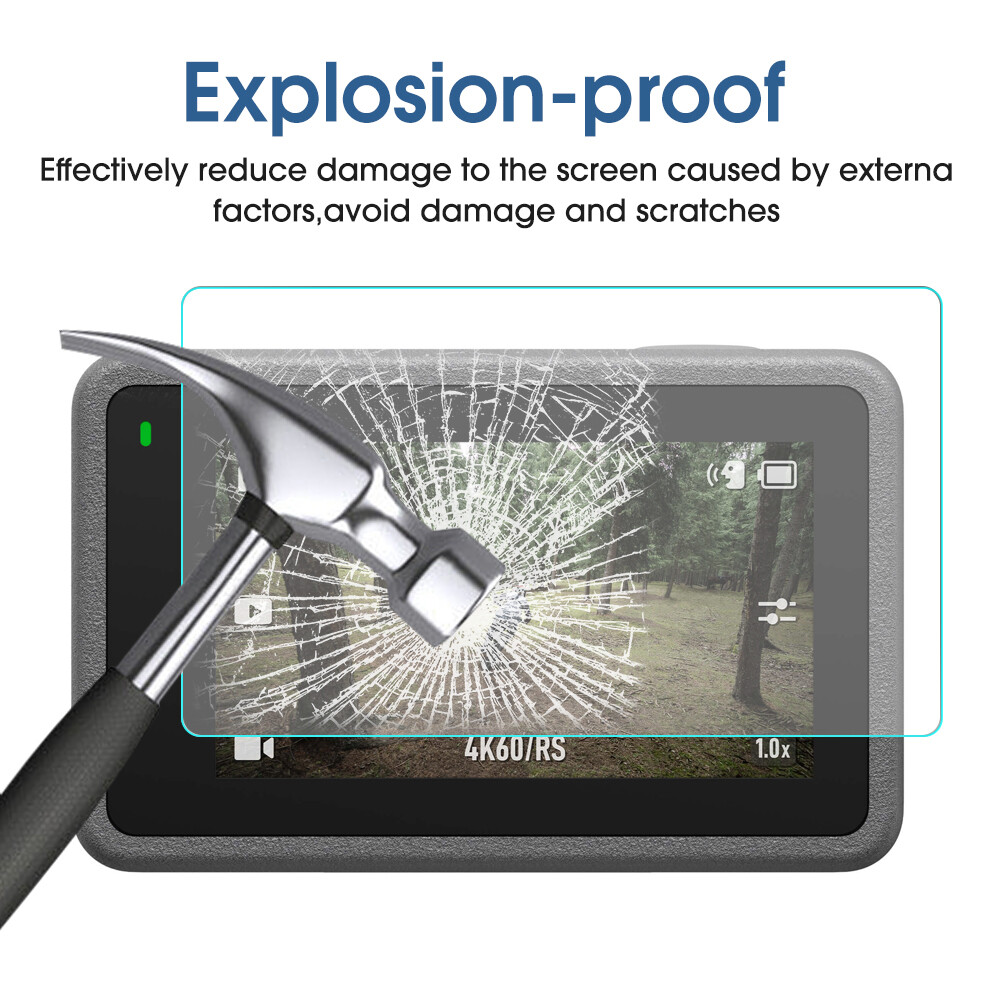 HD Transparent Anti-Scratch Anti-Drop Anti-fingerprint Action Camera Screen Protector Compatible with DJI OSMO Action4 Planar Tempered Film