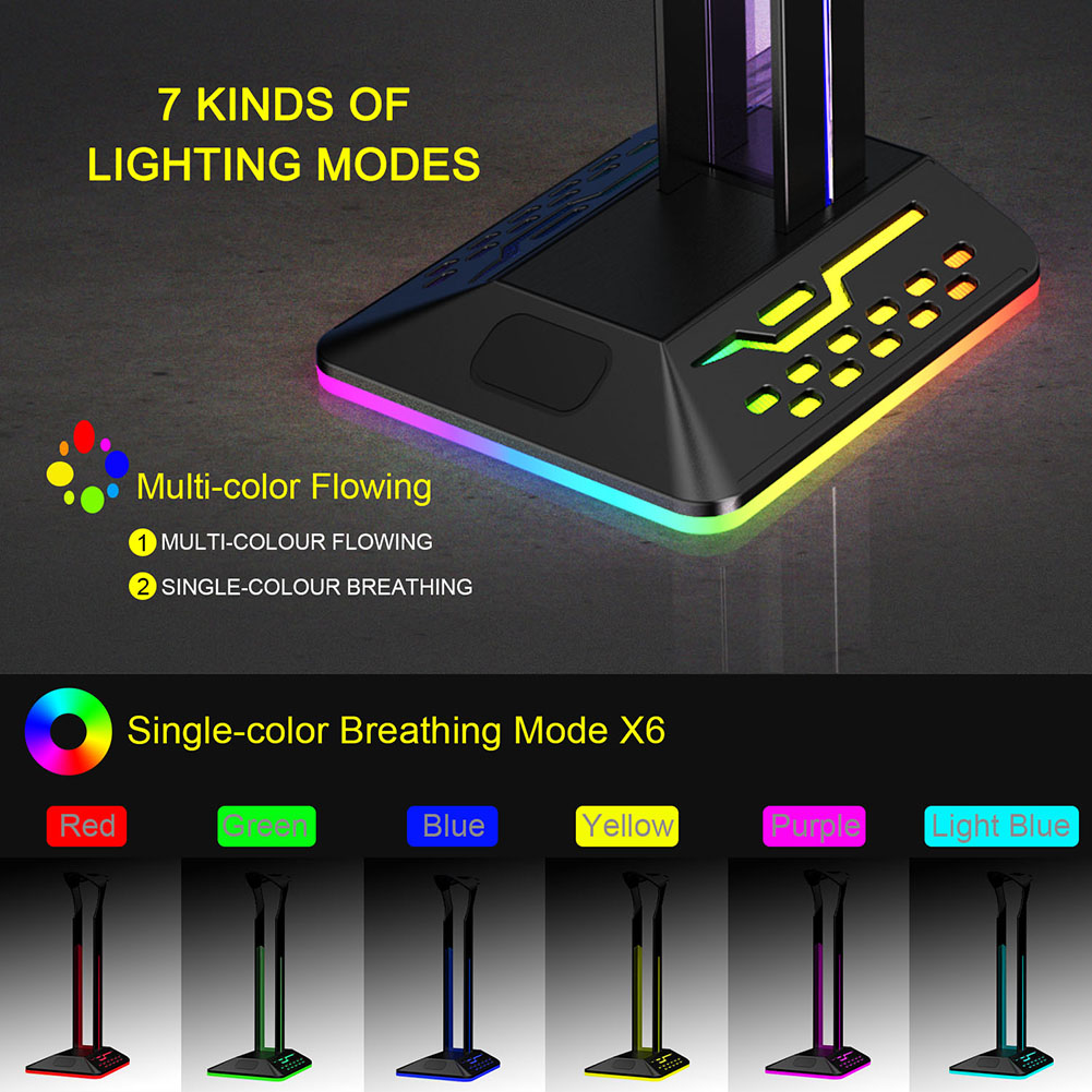 {Tenda} RGB Headphone Holder Rack Gamer Headset Display Stand Laptop PC Gaming Accessory