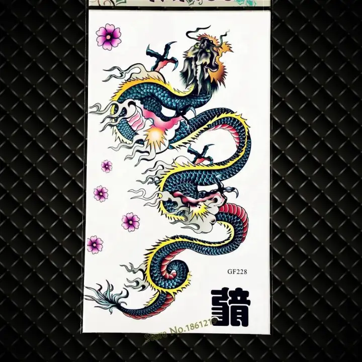 Flying Dragon Waterproof Temporary Tattoo Fake Flash Tattoo Sticker GGF228 Men WOmen BOdy Art ARm Tattoo Summer Style Kids Tatoo