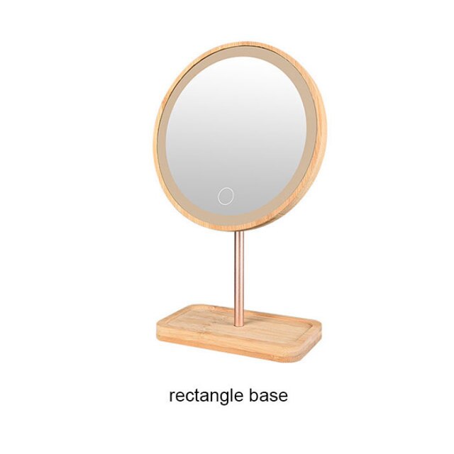 Bamboo Wood USB Chargeable LED Vanity Mirror Lights for Makeup Dressing Table with Touch Sensor 3 Level Brightness Desktop Light