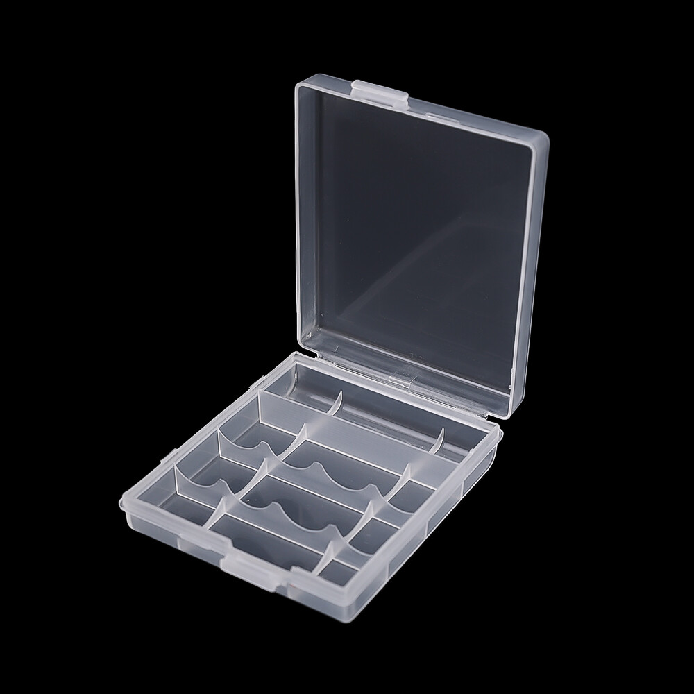 4Slots Hard Plastic Battery Storage Boxes AA /AAA Battery Holder Container Box With Clips