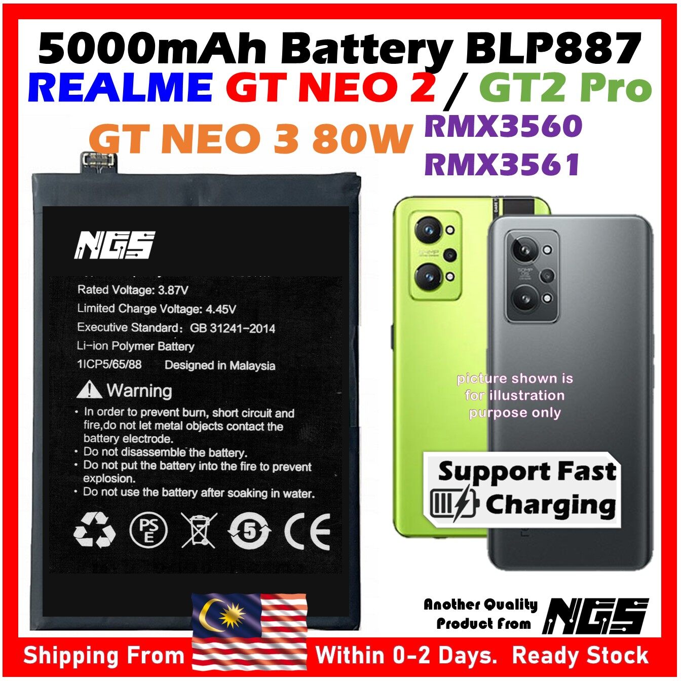 Batterie Premium Pour Realme GT NEO 2/ GT 2 / GT 2 Pro / GT NEO 3T (BLP887)