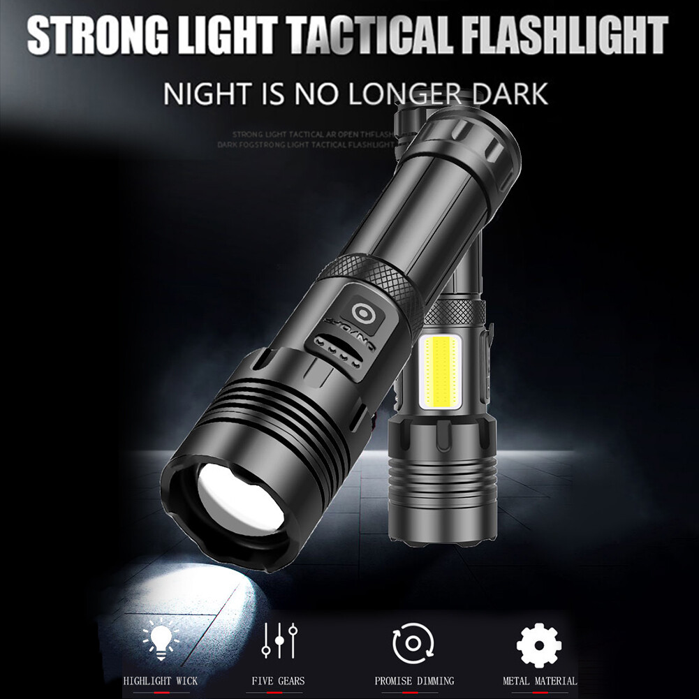 XHP70 Đèn Pha COB Đèn Pin Ngoài Trời Đèn Pin Sạc USB Phóng To