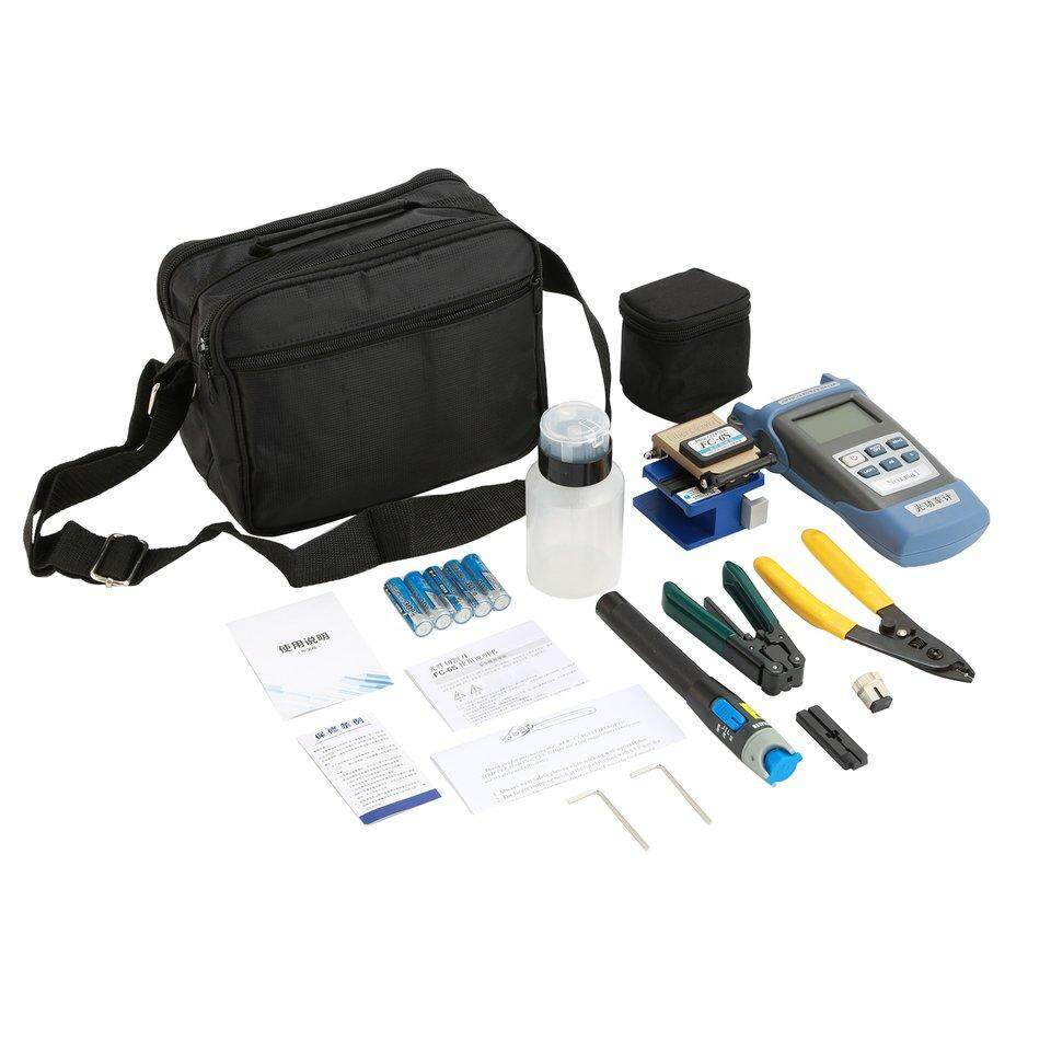 9 In 1 Fiber Optic FTTH Tool Kit with FC-6S Fiber Cleaver and Power Meter