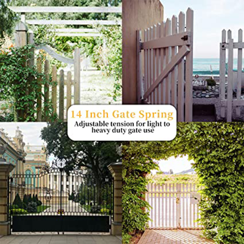 14 Inch Self Closing Gate Spring Hardware Adjustable Metal Spring Closure For Light To Heavy Duty Wooden Gates Door Fence Black Garden Gate Closer For Wooden Gate