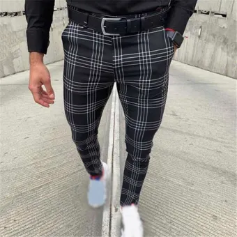 tartan pants grey