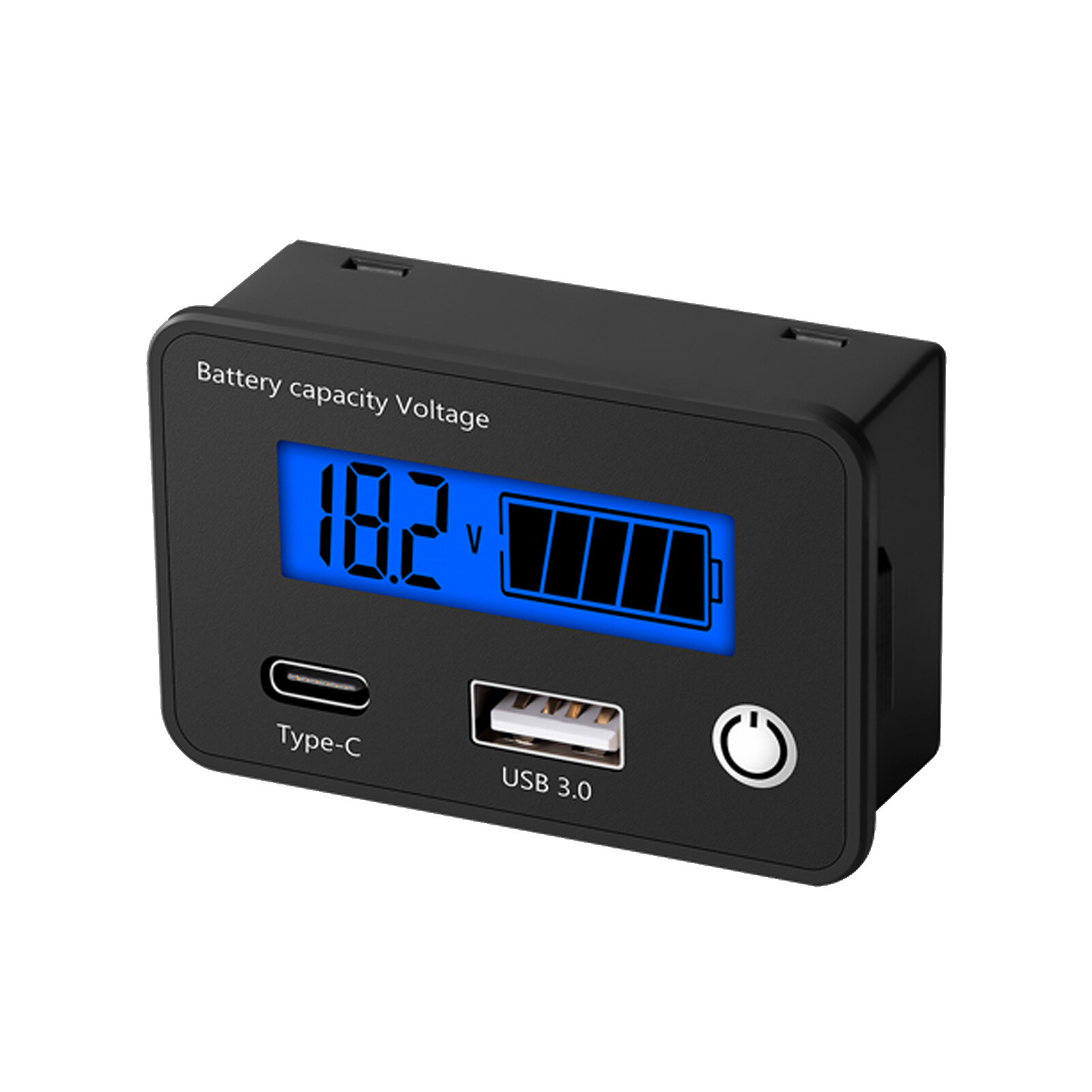 Farfi Battery Capacity Indicator LCD Screen USB/Type-C Interface 12V/24V Digital Display Battery Tester Industrial Supply Useful Voltage Meter