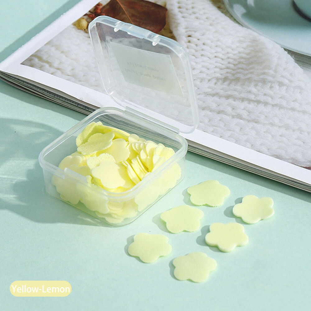 80Pcs/Box Scented Hand Travel Petal Disposable Mini Handwashing Slice Paper Soap Portable