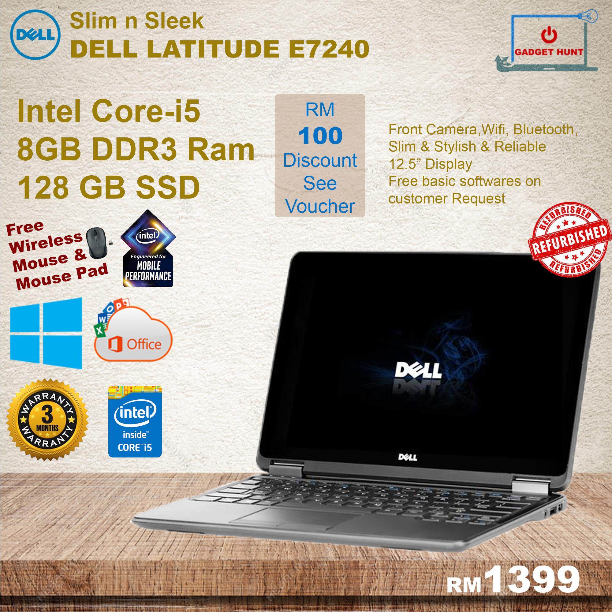 DELL Latitude E7240 Slim Laptop - Core i5 - 8GB Ram - 256GB SSD - Original Product - Business Edition - 3 Months Warranty - Malaysia