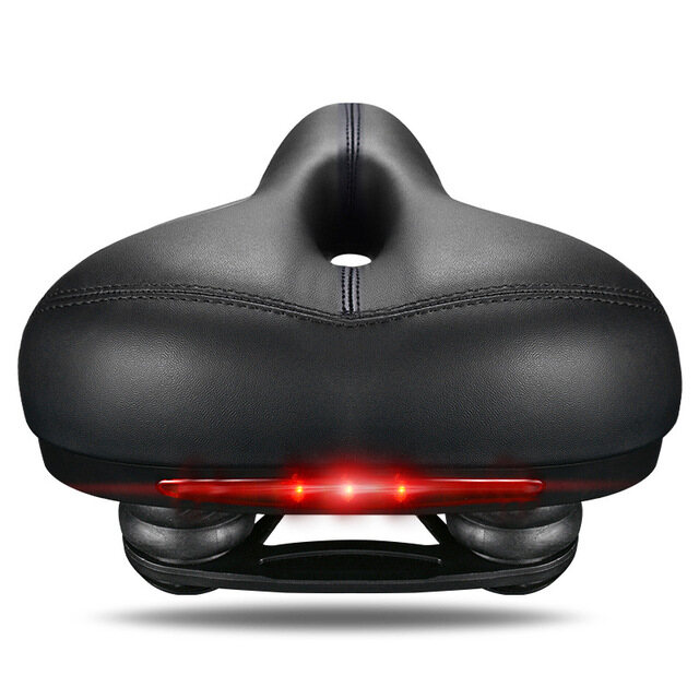 ROCKBROS Bike Taillight Cushion Saddle For MTB Bike Leather Rail Hollow Gear Soft Bicycle Part Cycling Seat Saddle Cover 2 Style(STYLE 2)