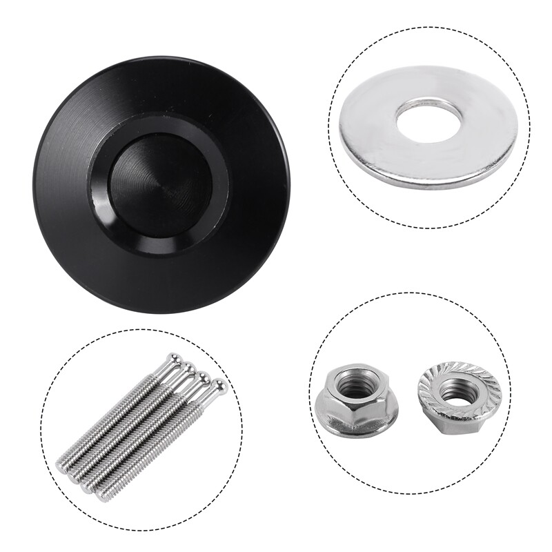 4X Push Button Quick Release Car Hood Bonnet Latch Pin Lock Bumper Clip Black