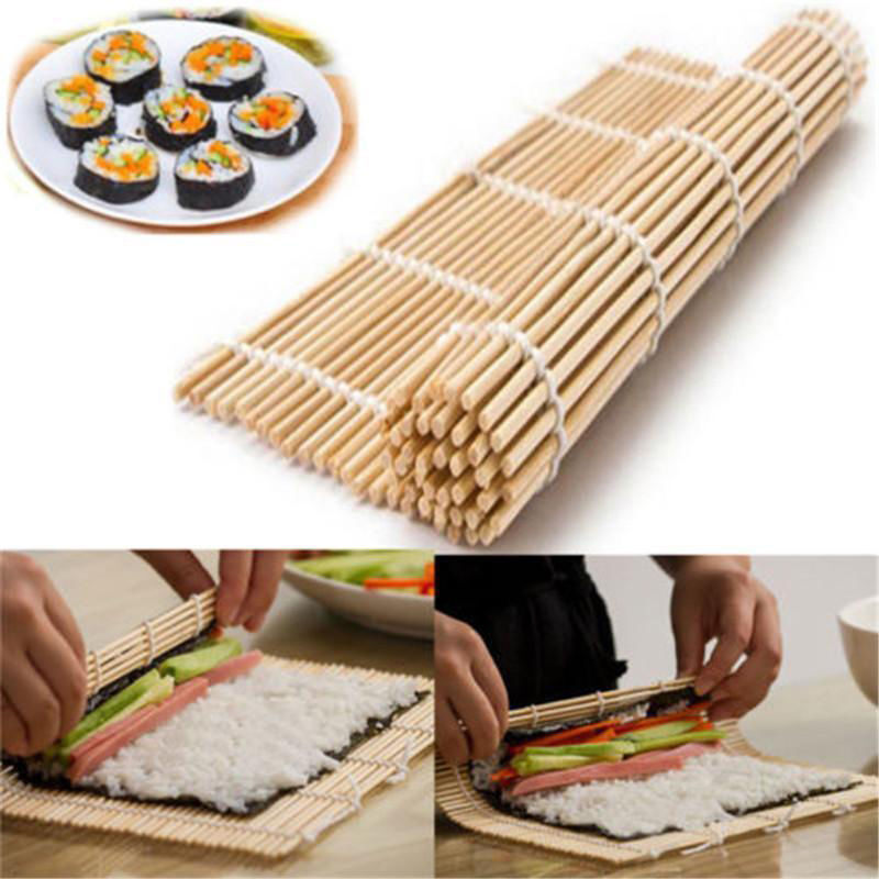 Sushi Mat Bamboo Maker Kit Rice Roll Mold Kitchen DIY Mould Roller Rice Paddle